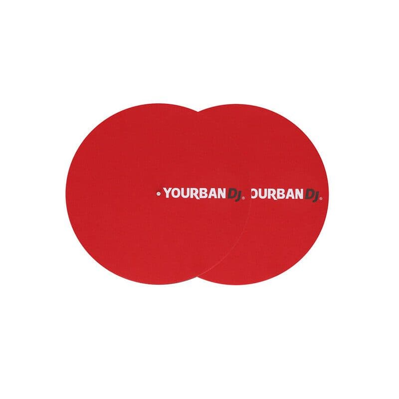 Tappetino in feltro per giradischi rosso, scritte bianche, 2 pezzi - YOURBAN YS 220 R