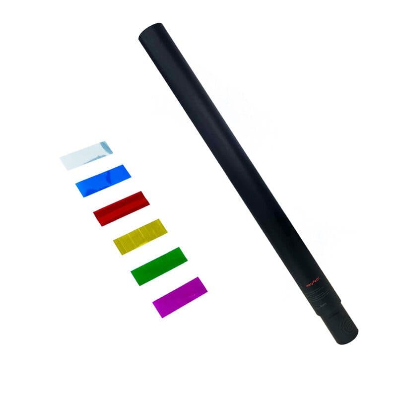Cannone easyFetti 64 cm coriandoli metallici 55x17 mm, 6 colori - Showven SPK-EFCMC5517