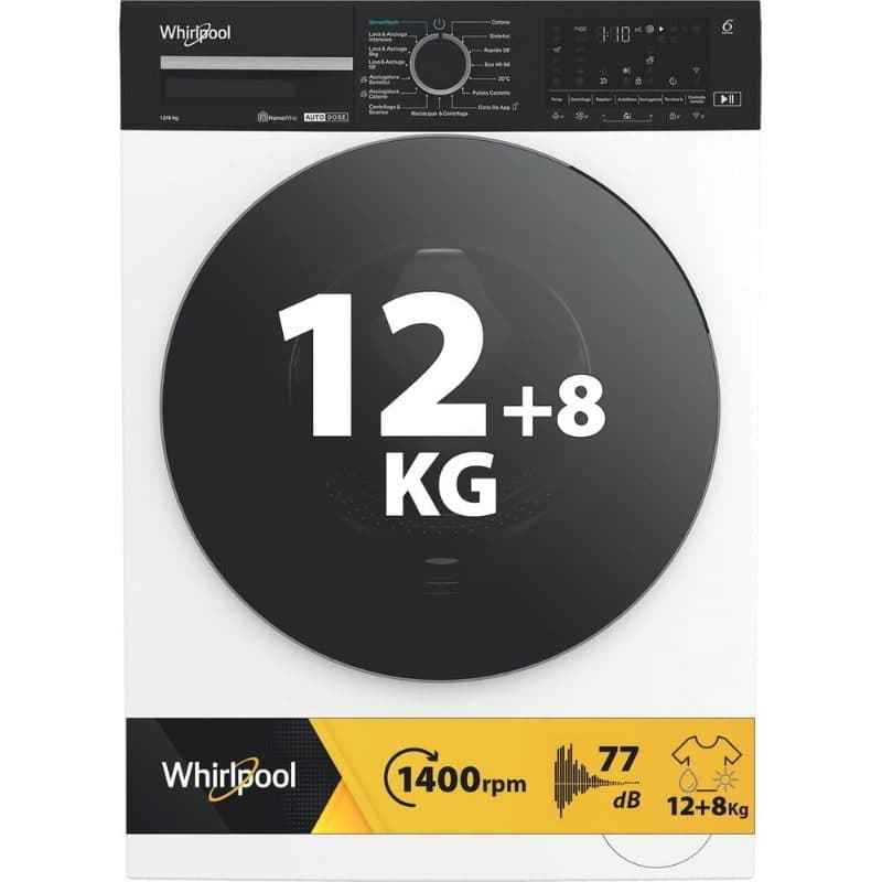 Lavasciuga 12/8 kg inverter classe D 1400 giri - Whirlpool WPD 2836W ADS IT