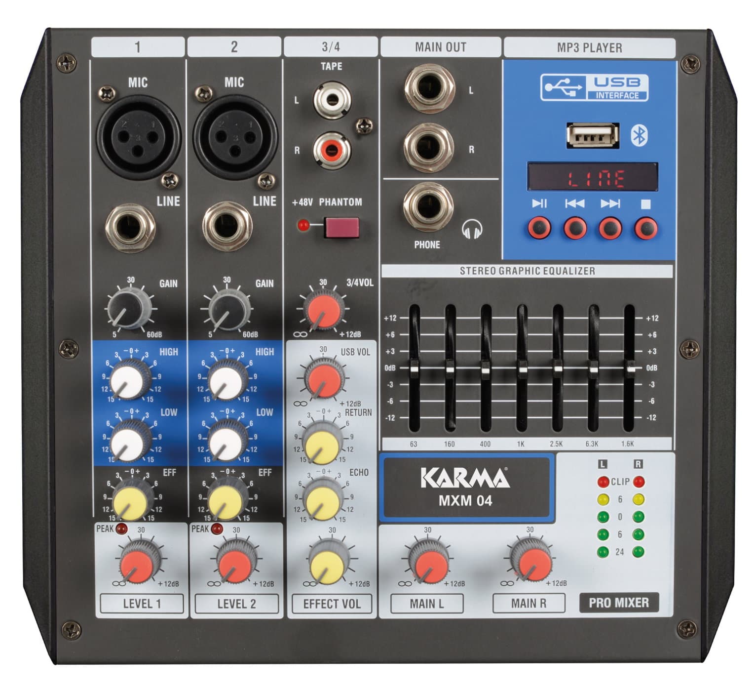 Mixer microfonico 4 canali - Karma MXM 04