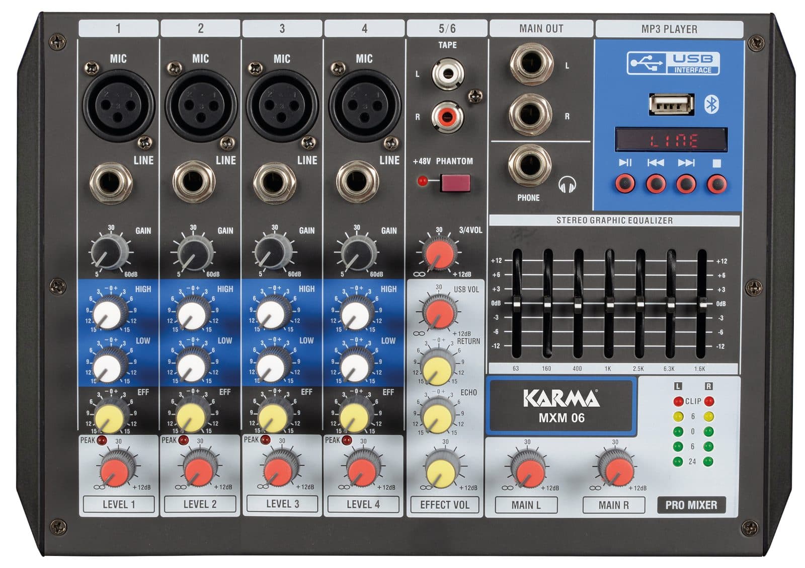 Mixer microfonico 6 canali - Karma MXM 06