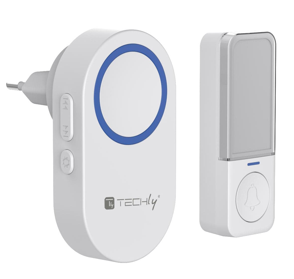 Kit Campanello Wireless fino a 180m con Pulsante IP56 Battery Free - Techly I-BELL-RING05