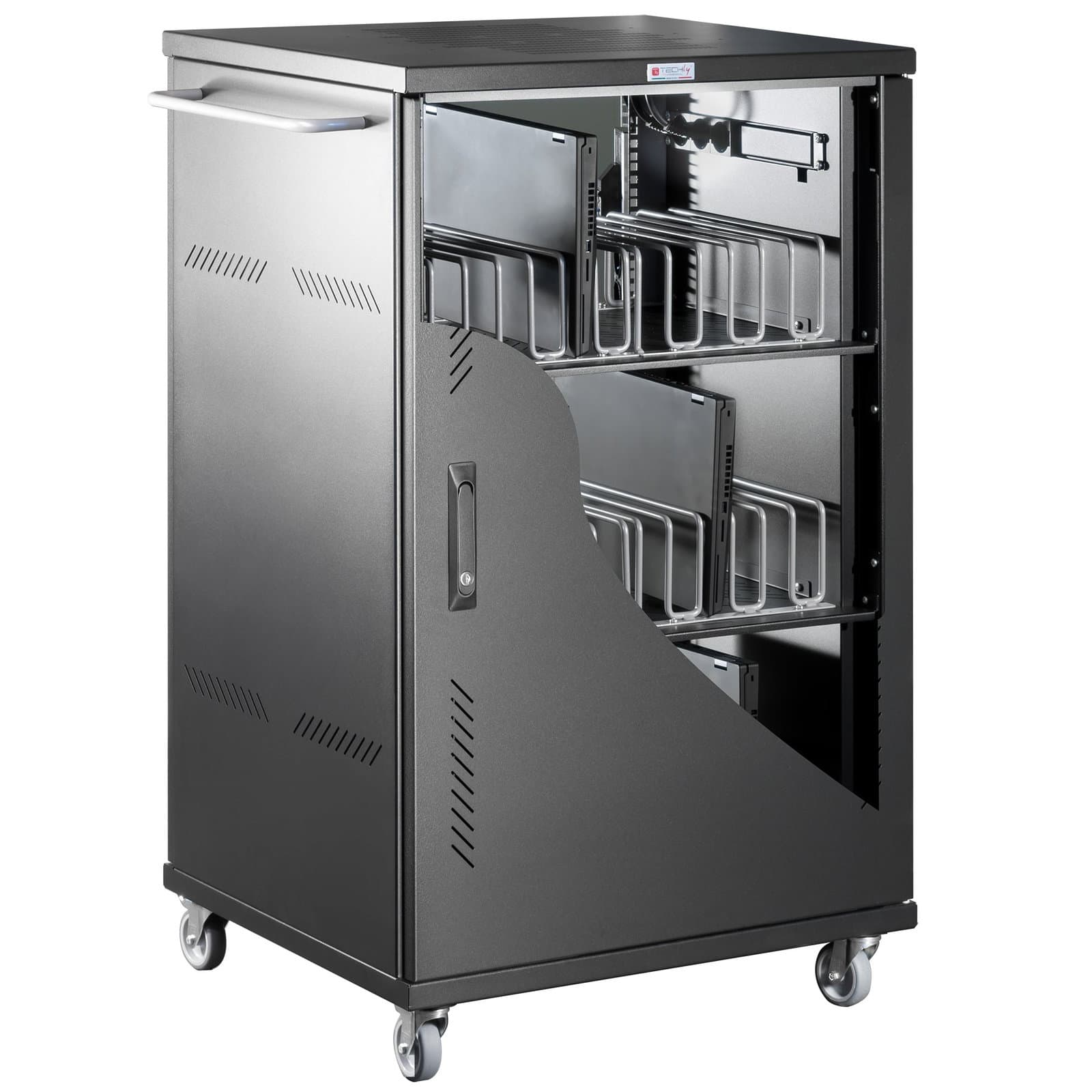 Carrello Stazione di Ricarica Ventilato 36 Notebook o Smartphone Nero - Techly Professional I-CABINET-36D12ATYV