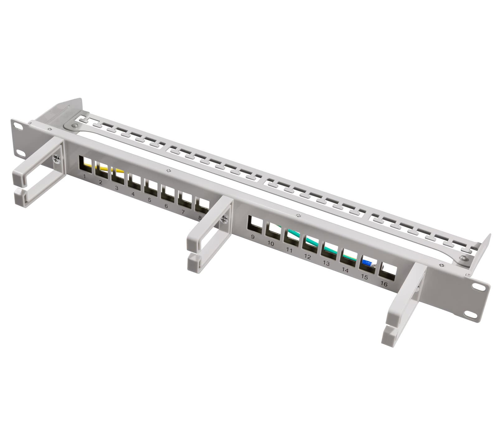 Pannello Patch 16 Posti Keystone Senza Frutti con Gestione Cavi Grigio - Logilink I-KS PP-16-CMG
