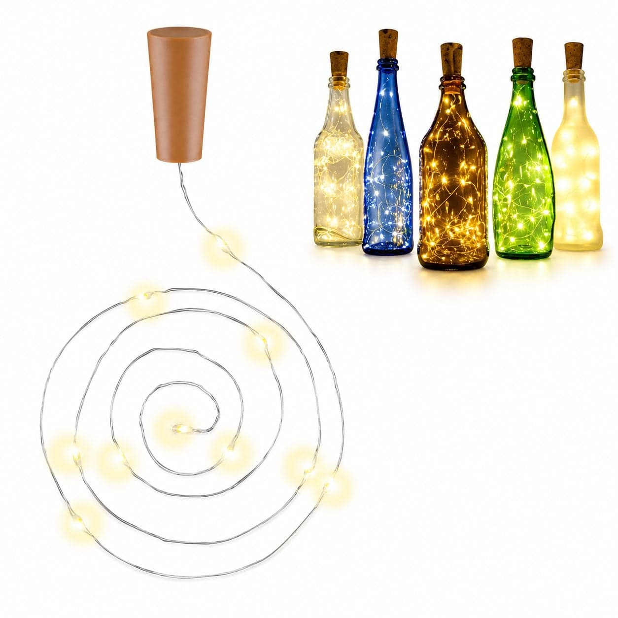 Strip LED 10 LED bianco caldo per bottiglia con timer - Goobay I-LED-STRIP-BOTTLE