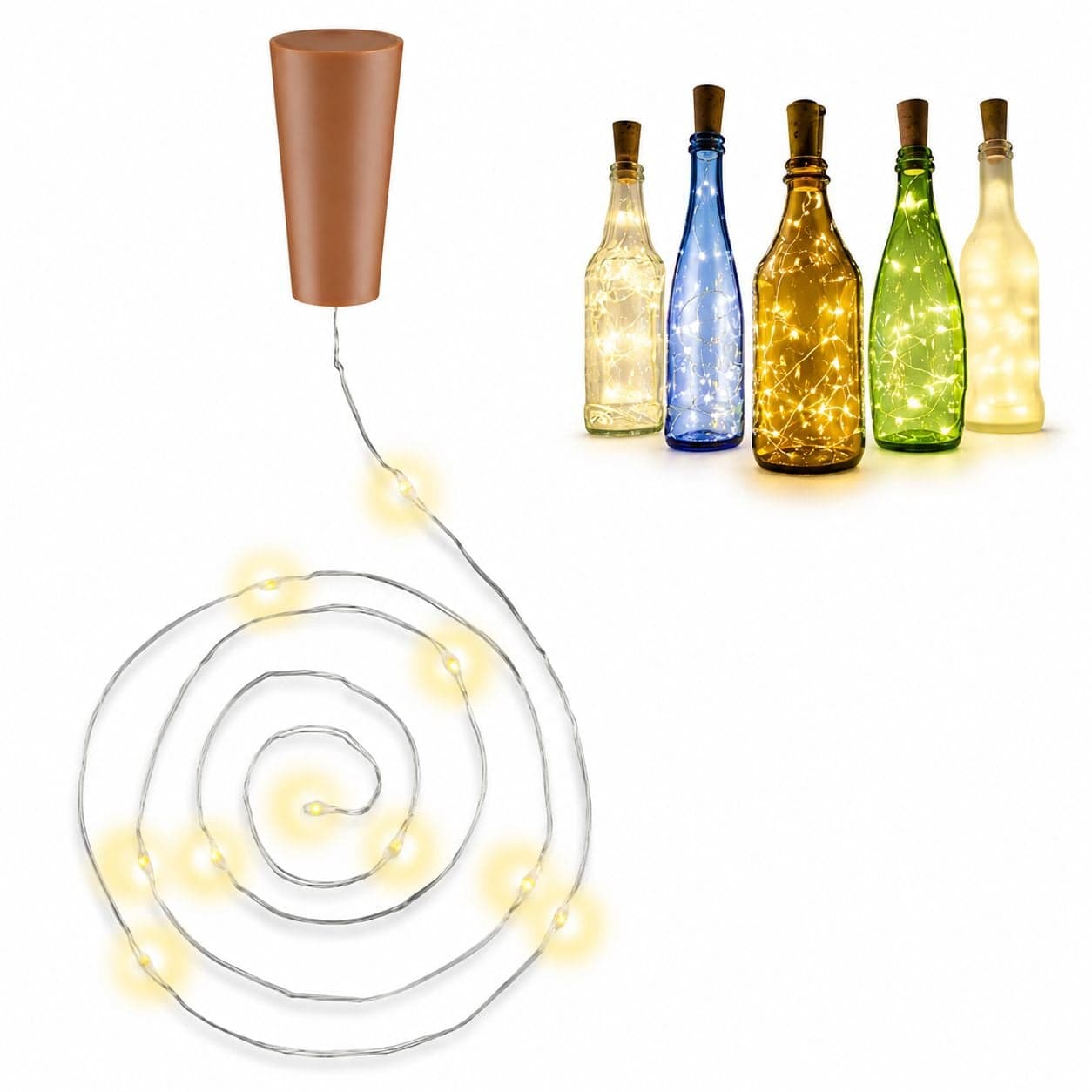Confezione 3pz Catena Luminosa per Bottiglie 10 LED con Timer - Goobay I-LED-STRIP-BOTTLE3