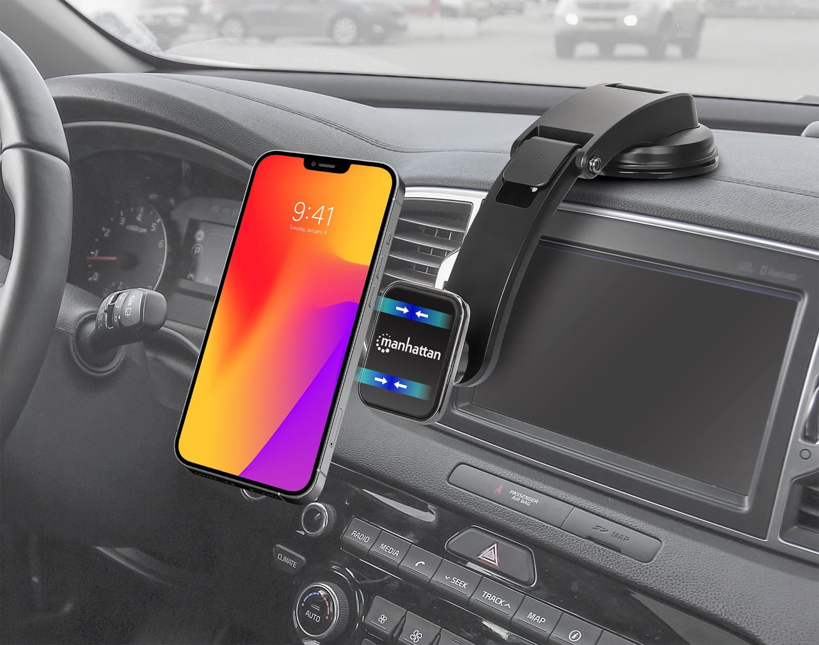 Stand Smartphone Cruscotto Auto Supporto Magnetico - Manhattan I-SMART-UNI8