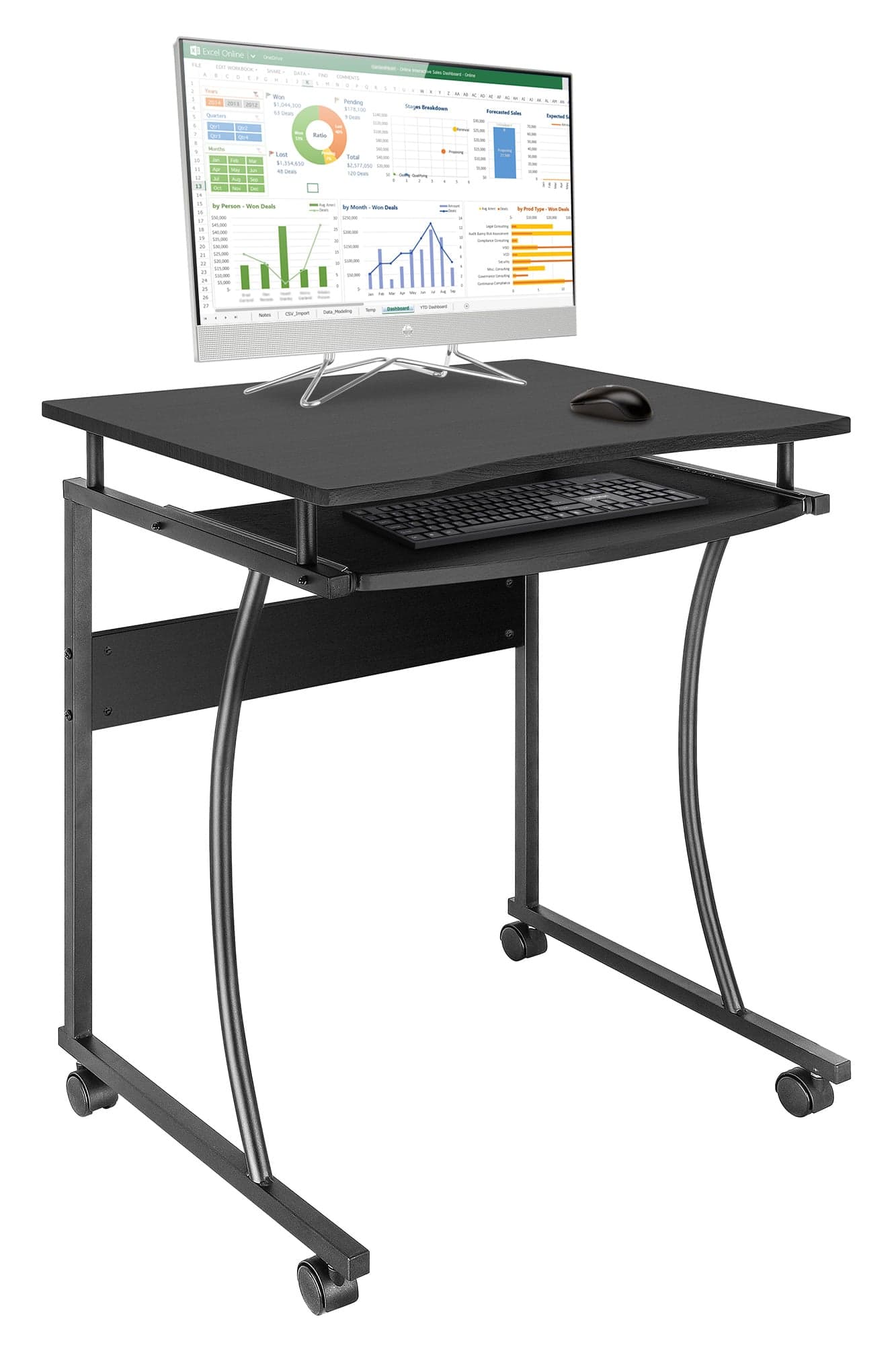 Scrivania Compatta con Ripiano Estraibile per Tastiera - Techly ICA-TB 131B