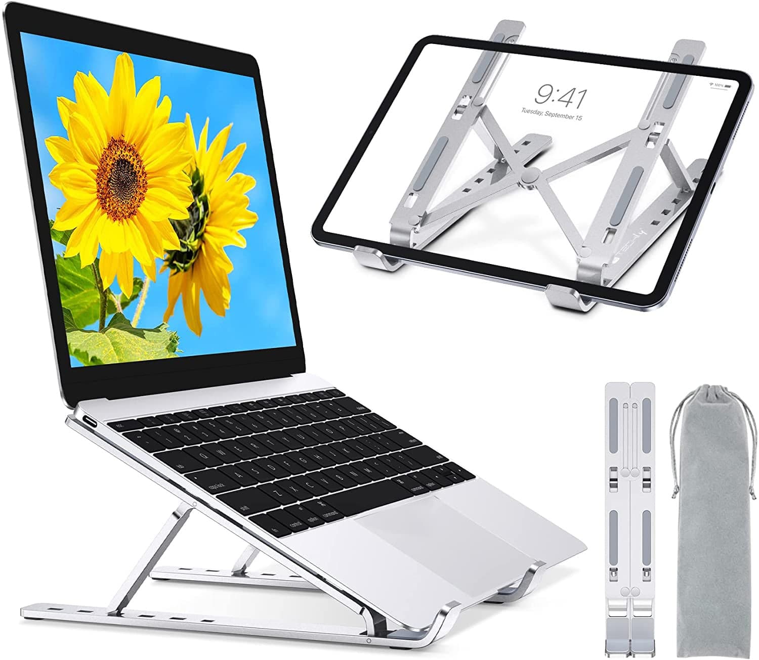 Supporto Pieghevole in Alluminio per Notebook Tablet e Smartphone da 10 a 16 - Techly ICA-TBL 134TY