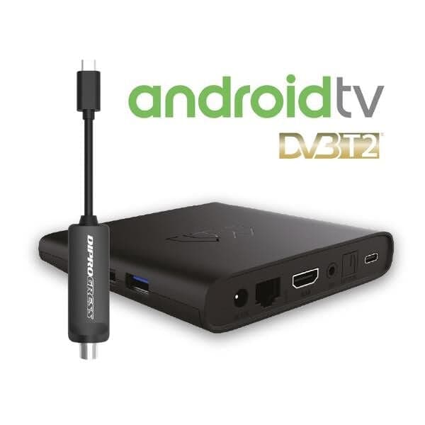 Decoder Smart Android TV Box Google 4K Dolby con Dongle DVB-T2 - ICAU-DPATV2