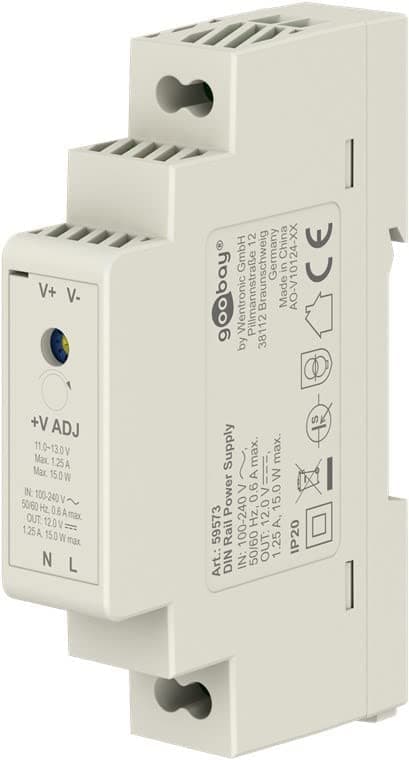 Alimentatore su Guida DIN 12V 1,25A 15W - Goobay IPW-ADP-12V-15W