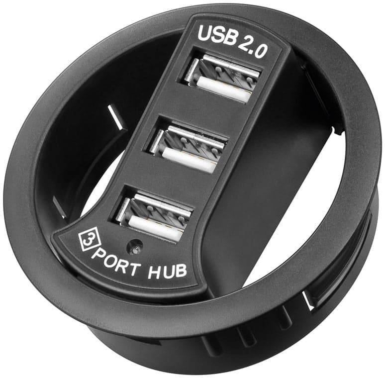 Hub USB 2.0 3 porte In-Desk diametro 6 cm - Goobay IUSB2-HUB60S