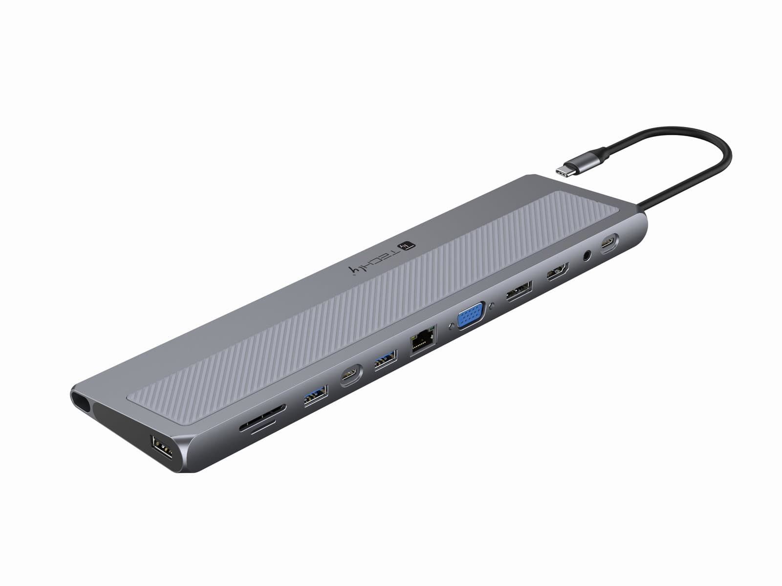 Docking Station 12 in 1 USB-C Hub VGA HDMI DP RJ45 Lettore SD/Micro SD - Techly IUSB31C-DOCK12DPHD2