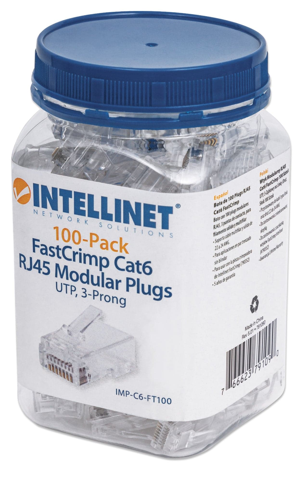Confezione 100 Plug Modulari RJ45 Passanti Cat6 FastCrimp UTP - Intellinet IWP-CAT6UJ