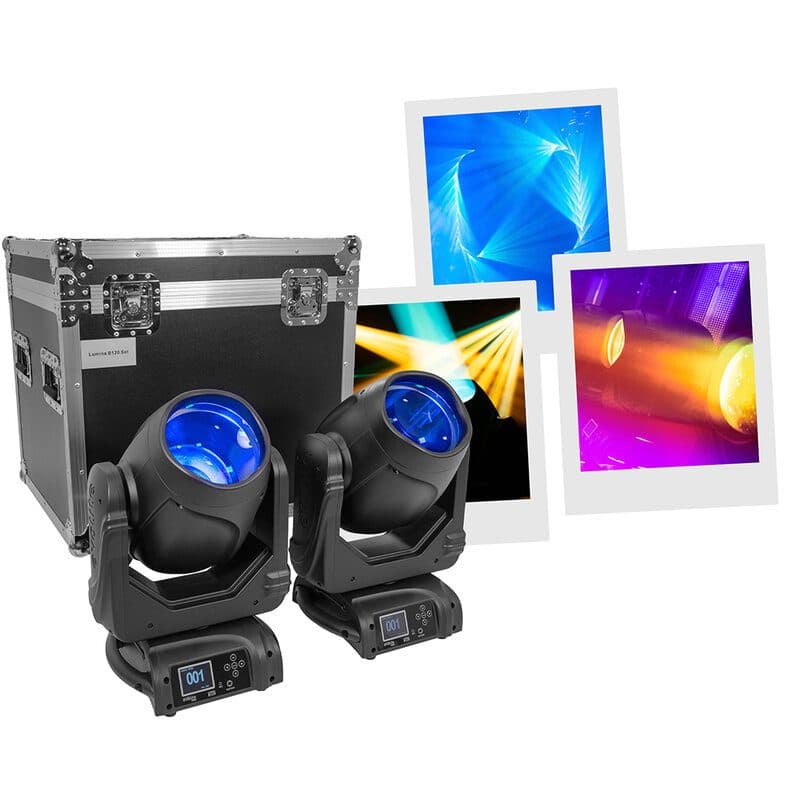 Set 2 teste mobili beam LED 120W 1° con flight case - EVOLITE PRO MSC-EVOLUMINAB120SET