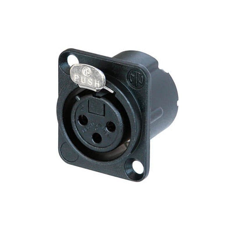 Connettore XLR femmina 3 poli da pannello nero oro - Neutrik NEU-NC3FD-LX-B